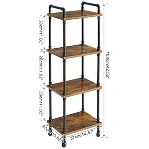 IBUYKE Industrial Pipe Ladder Shelf,4-Tier Vintage Style Book Shelf,Free Standing Units,Display Rack and Storage Organizer for Living Room,Bedroom,Kitchen,Rustic Brown UTMJ404H IBUYKE Industrial Pipe Ladder Shelf4 Tier Vintage Style Book ShelfFree Standing UnitsDisplay Rack and Storage Organizer for Living RoomBedroomKitchenRustic Brown UTMJ404H