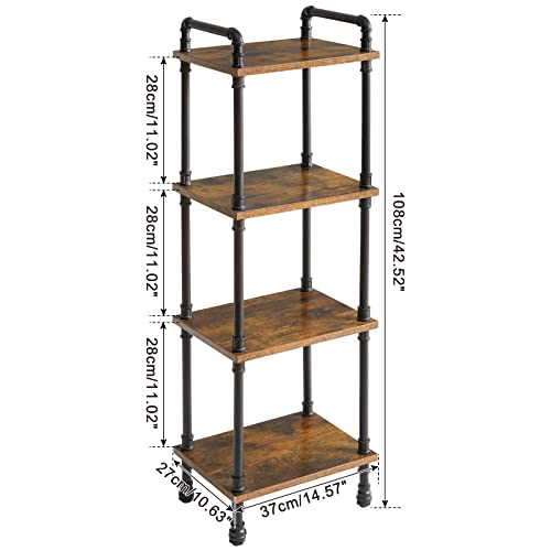 IBUYKE-Industrial-Pipe-Ladder-Shelf4-Tier-Vintage-Style-Book-ShelfFree-Standing-UnitsDisplay-Rack-and-Storage-Organizer-for-Living-RoomBedroomKitchenRustic-Brown-UTMJ404H IBUYKE Industrial Pipe Ladder Shelf4 Tier Vintage Style Book ShelfFree Standing UnitsDisplay Rack and Storage Organizer for Living RoomBedroomKitchenRustic Brown UTMJ404H