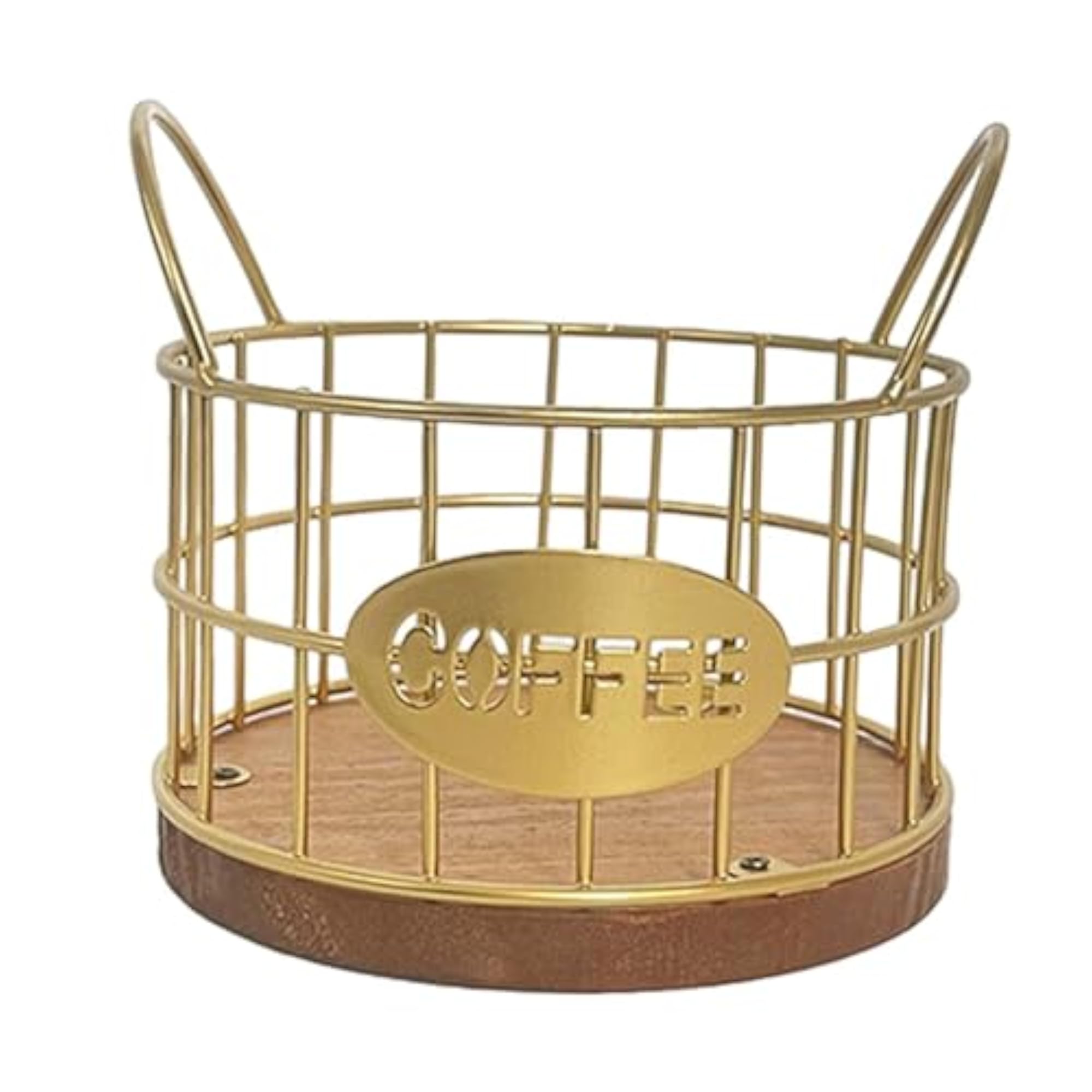 Freestanding Coffee Pod Basket for Cafes & Countertops, Gold