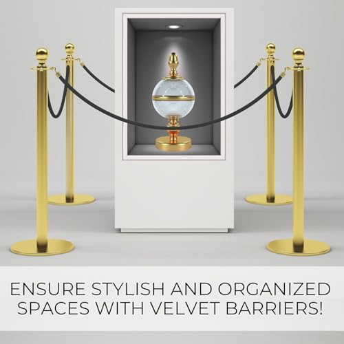 6PCS Black Velvet Rope 5FT — Stanchion Barrier Thick VIP Ropes for Events Crowd Control Elegant Safety Divider for Parties Weddings Red Carpet and Business Entrances by Chambridge - Image 6