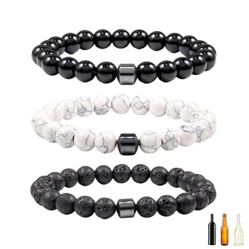 Tweozek 3 Pack Anti Alcohol Bracelet, Elasticity Sobriety Bracelet to Support Reducing Alcohol Cravings, 8MM-Adjustable Relieves Anxiety & Withdrawal Stress Ideal Sobriety Gifts for Women and Men