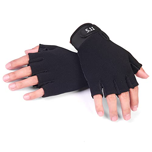 POENVFPO Kids Half Finger Gloves in Black, One Size, Made of Polyester, for Cycling & Mountaineering Activities