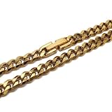 [silver KYASYA]ステンレス チェーンネックレス 喜平チェーン ゴールド シルバー 18KGP 幅5mm シンプル 金属アレルギー対応(ゴールド、60cm)