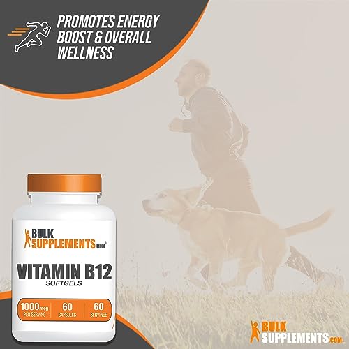 Bulksupplements.com Vitamin B12 1000 Mcg Softgels - Cyanocobalamin, Vitamin B Supplements, B12 Pills - Gluten Free, 1 Vitamin B12 Softgel Per Serving, 60-Day Supply, 60 Softgels #TOP4
