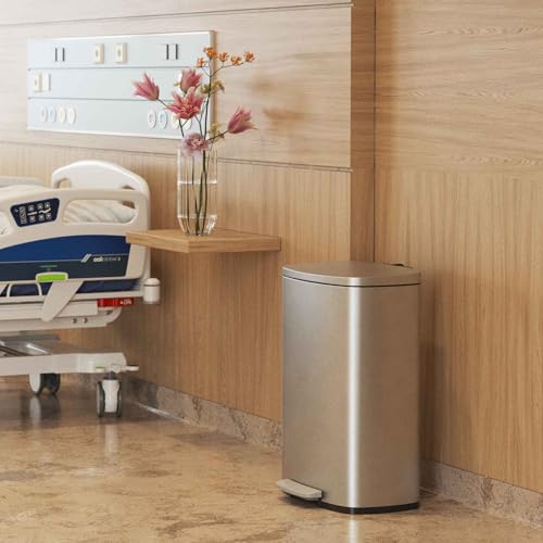 Image of 13.2 Gallon / 50L Fire-Resistant Stainless Steel Step Trash Can for Office, Restaurant, Hotel, Store, Business - FM Approved with Odor Filter and Removable Inner Bucket