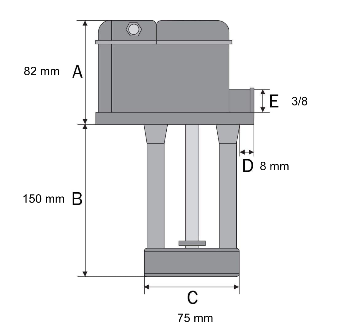 SMI Kühlmittelpumpe 150 mm Eintauchtiefe für Bandsägen, Drehmaschinen, Kreissägen, Fräsmaschinen