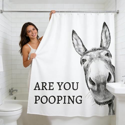 Rideau de douche adorable en tissu lavable inclus 12 crochets résistants