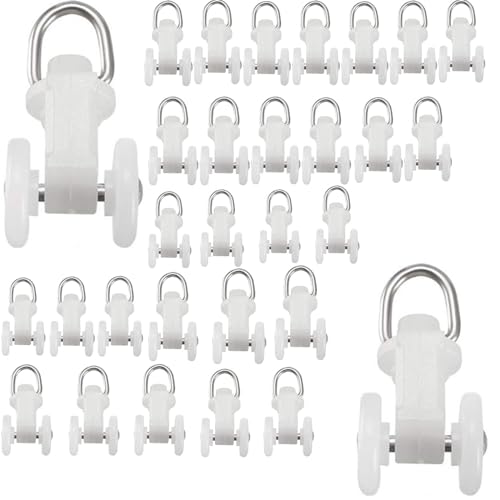 TA-VIGOR 30 rodillos de riel de cortina, polea de riel de cortina de plástico, riel de cortina de doble rueda, deslizadores de riel de cortina para ventanas, rieles de cortina de ducha