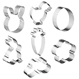 7 Pcs Easter Cookie Cutter Set Eggs Carrot Bunny Flower Butterfly Chick Rabbit Face Stainless Steel for Baking