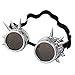 Produktbild UltraByEasyPeasyStore Ultra Silber mit Braunen Linsen Steampunk Brille Gläsern Cyber Viktorianischer Punk Schweißen Cosplay Goth Round Spike Vintage Rave Neuhei