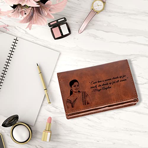 Image of Personalised Women Wallet for Girls or Her for Birthday or Anniversary (Brown)