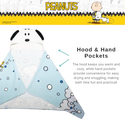 Image of Peanuts Snoopy Bubble Bath Kids Super Soft Bath /Pool /Beach Soft Cotton Terry Hooded Towel Wrap, 24 in x 50 in, (Officially Licensed Product) by Franco