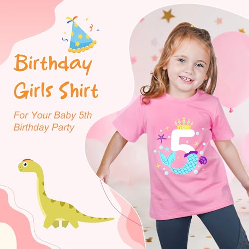 Image of Lovekider Girls Birthday T Shirts Cotton Short Sleeve T-Shirts Tee Party Clothing 3-6 Years