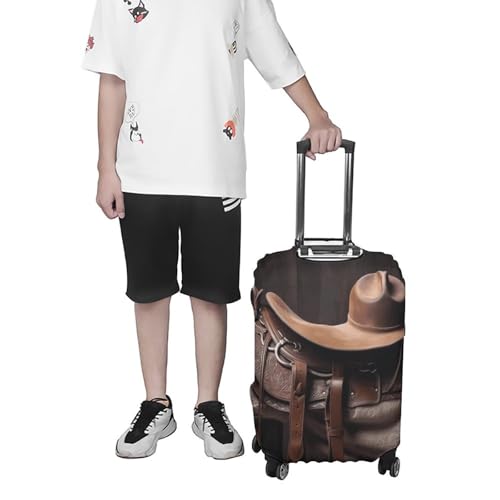 Travel Luggage Cover Protectors Elastic Anti-scratch Suitcase Cover Washable Luggage Sleeve Horse Saddle with A Cowboy Hat Wild Suitcase Cover Protector Fit 18-32 Inch Suitcases Travel Accessories L 7