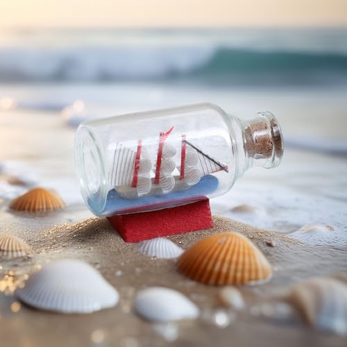 1:12 Miniature Ship in Bottle: Vintage Sailing Vessel for Dollhouse Study, Library, Desk Display, Nautical Diorama, Beach House Decor (Adult Collector)