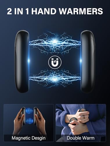 Hand Warmers Rechargeable 2 Pack, Portable Magnetic Electric Hand Warmer, Wolf-Shape Reusable Pocket Heater Up to 24 Hrs, Winter Gifts for Camping, Hunting, Fishing, Christmas image 3
