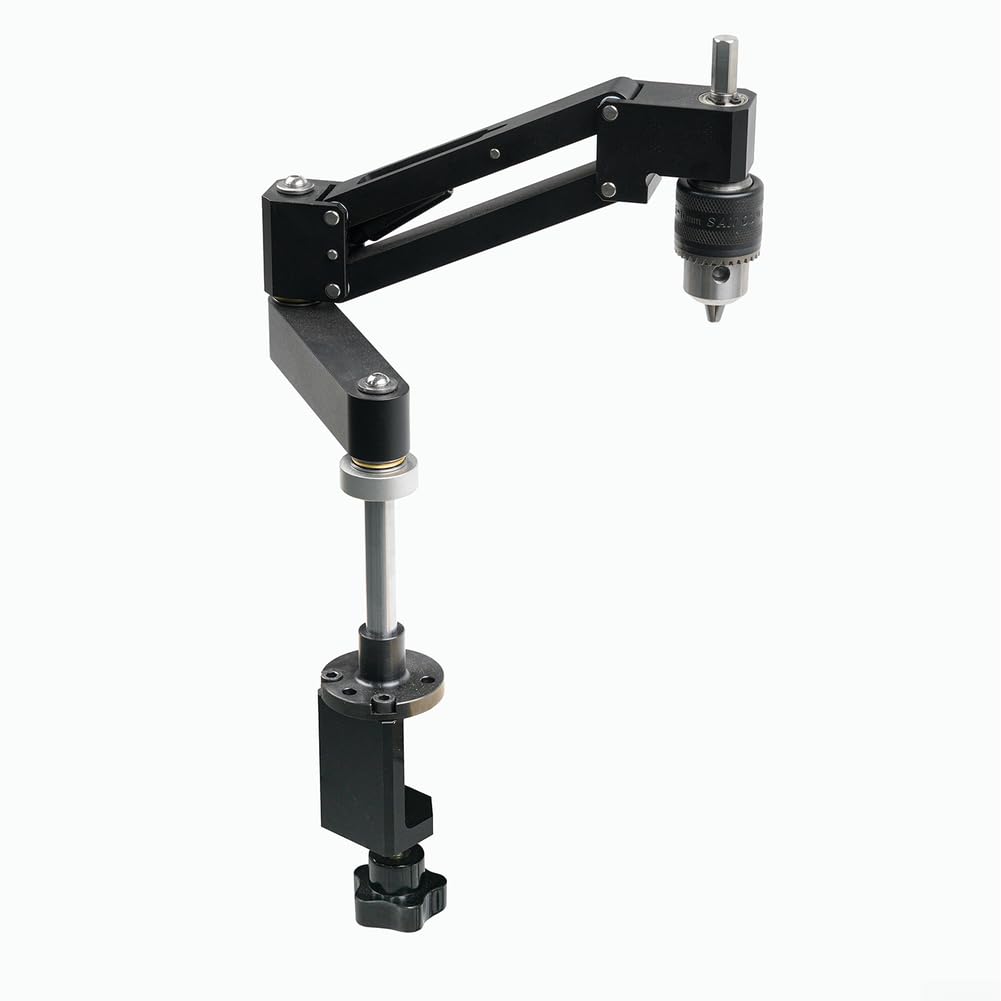 Soporte voladizo de aleación de aluminio CNC para roscado de taladro manual, brazo de soporte ajustable horizontal y vertical con posicionamiento y base multiángulo o