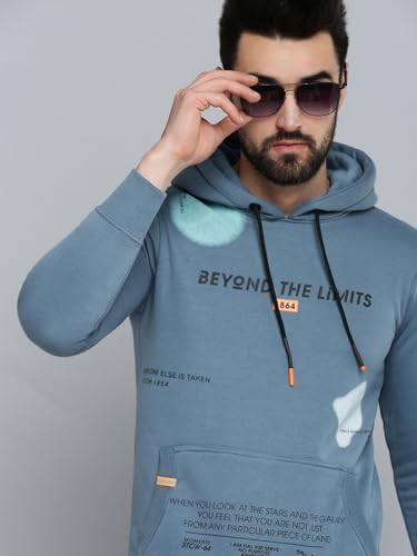 Image of SHOWOFFFF Men Solid Pullover Sweatshirt | Hooded Full Sleeves Cotton Sweatshirt's for Mens | Slim Fit Regular Length Sweatshirts for Men's