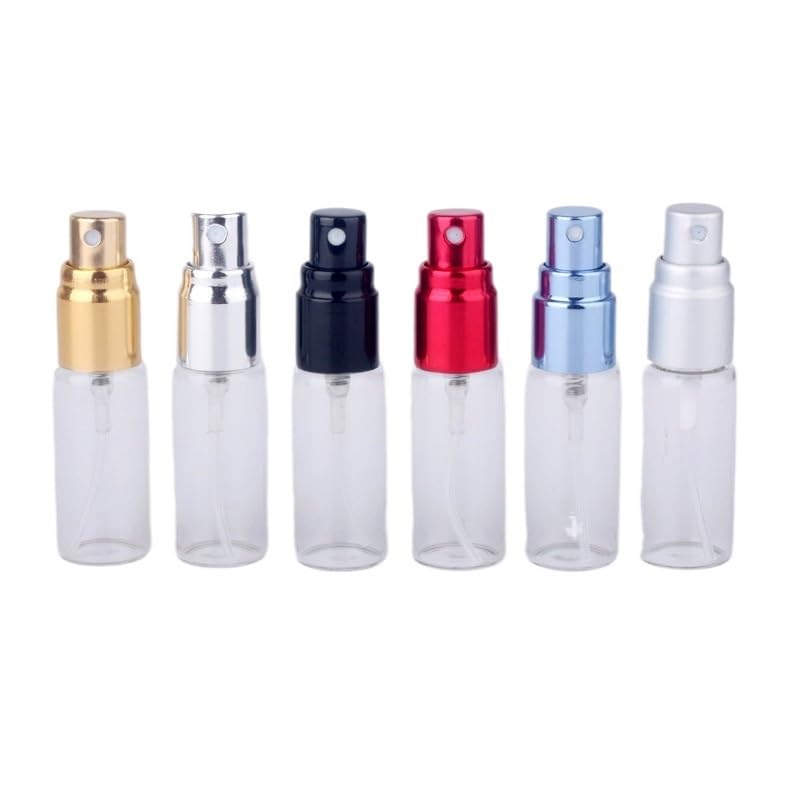 100 sztuk/partia 5 ml przenośny pusty futerał na kosmetyki podróżna butelka z rozpylaczem perfumy na prezent próbka mini butelka perfumy pojemniki do makijażu (srebrna)