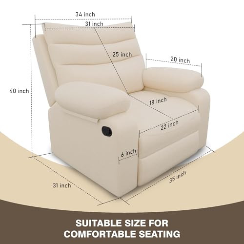 Image of Amazon Brand - Solimo Lotus Single Seater | Premium Leatherette | Manual Recliner | Beige