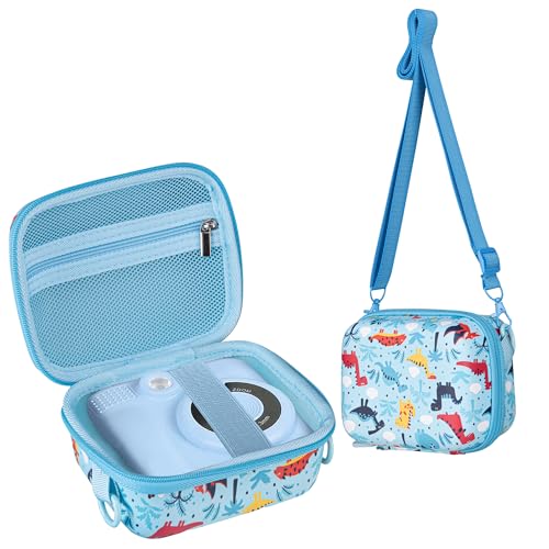 Leayjeen Custodia protettiva per fotocamera istantanea per bambini, compatibile con GREENKINDER/Hangrui/Selvim/uleway, con cordino e tracolla (solo custodia protettiva) blu
