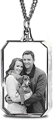 3D Crystal Photo,Wearable Gifts, Personalized Gifts with Your Own Photo, Pet Memorial Gifts, Laser Engraving 3D Pictures and Customized Text (Portrait Necklace)
