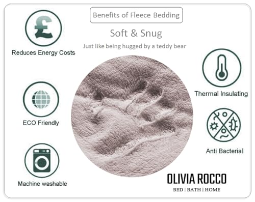 Olivia Rocco Leaf Teddy Fleece Duvet Cover Set Easy Care Quilt Bedding Sets with Pillow Case Thermal Warm Cosy Super Soft Fluffy Comforter Bed linens - Image 3