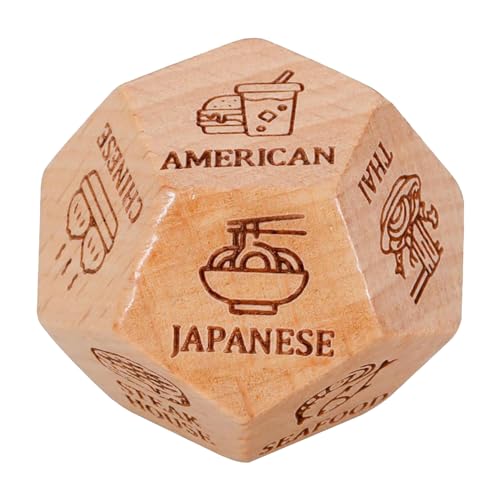 Wood Dice Food Decision Novelty Anniversary Date Night Gifts for Couples Husband Friends Food Dice Decider for Him Her Stocking Stuffers Christmas Birthday Gifts