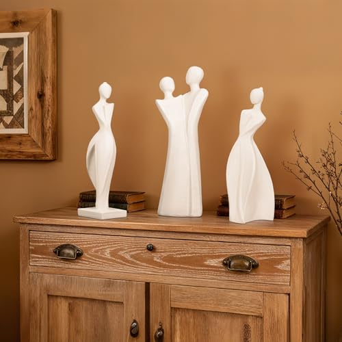 Estatua abstracta femenina moderna en resina blanca miniatura 6