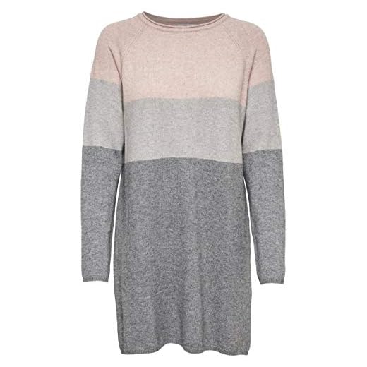 Only Onllillo L/s Dress Knt Noos Vestido, Multicolor (Mahogany Rose Detail: W Melange/Light Grey Melange/Medium Grey Melange), Large para Mujer