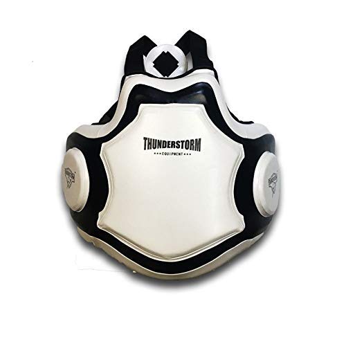 DHUAProfessional Sports/Martial Arts Chest Protector, Chest & Belly Protector Body Armor Body Pad Body Protector for Boxing Muay Thai Martial Arts Training (White)