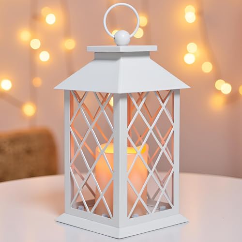 13' Metal Vintage Lantern with Pillar Flameless...