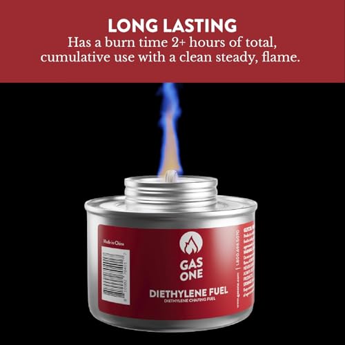 Image of GasOne 2+ Hour Chafing Fuel - Food Warmer for Chafing Dish Buffet Set - Liquid Safe Fuel with Wick & Lid Opener for Chafing Dish (Pack of 24)