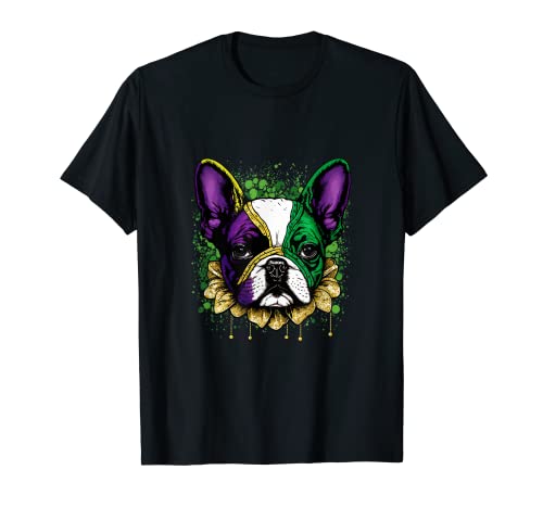 Funny Mardi Gras Dog Apparel, French Bulldog Dog Mom Dad T-Shirt