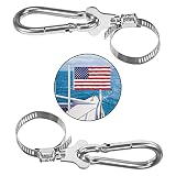 Vazioyar 2Pcs Flag Pole Ring,Stainless Steel Adjustable Flag Pole Rings Clamp Anti Winding Flag Moun