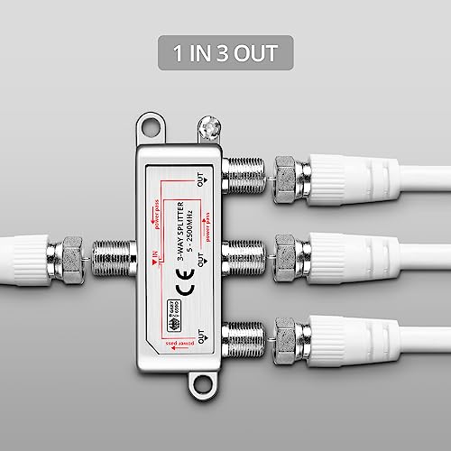 Justech 3 Way TV CATV Broadband Splitter 5-2500MHz...