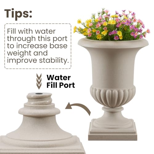 24.4" H Large Roman Urn Planter, Lightweight Plastic Flower Pot by BreezeValley - Used condition - Image 8