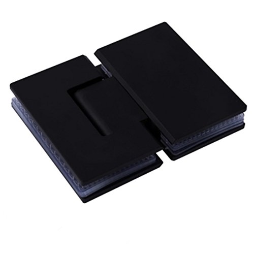 Ranbo Heavy Duty 180 Degree Glass Door Cupboard Showcase Cabinet Clamp Frameless Pivot Glass Shower Doors Hinge Replacement Parts Wall-to-Glass,304 Stainless Steel Black (180 Degree)