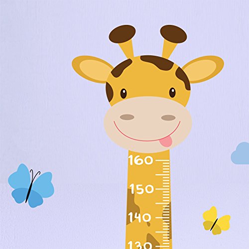 Adesivo de Parede Infantil Régua Girafa e Borboletas