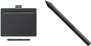 Wacom Intuos Wireless Graphics Drawing Tablet with 3 Downloadable Software Programs, 7.9" X 6.3", Black with Pistachio Accent (CTL4100WLE0), Small & LP1100K 4K Pen for Intuos Tablet