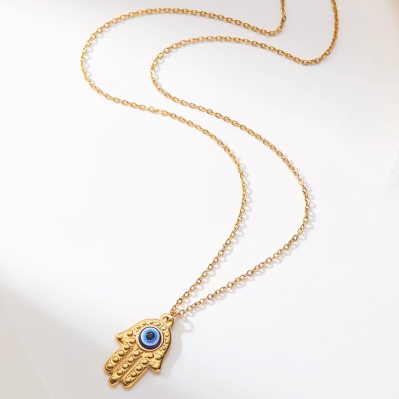 Gold Pendant Necklaces for Women – Evil Eye, Hamsa Hand & Cross Charms – 18K Gold Plated Jewelry, Spiritual Protection, Minimalist Gifts for Her - Image 3