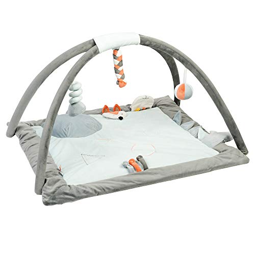 Nattou Manta con Arco de Juegos, Budiezzz, Gris/Blanco/Naranja