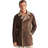 Denny&Dora Herren Fliegerjacke Lederjacke Schaffell Herren Braun Shearling Jacke Winterjacke (L, Braun)
