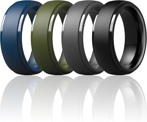 ThunderFit Silicone Rings for Men - 4 Rings / 1 Ring Step Edge Rubber Bands 10mm Wide