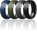 ThunderFit Silicone Rings for Men - 4 Rings / 1 Ring Step Edge Rubber Wedding Bands 10mm Wide (Black, Dark Grey, Dark Blue, Dark Green, 9.5-10 (19.8mm))