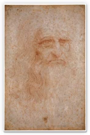 Leonardo Da Vinci Self Portrait - 3" Vinyl Sticker - for Car Laptop I-Pad Phone Helmet Hard Hat - Waterproof Decal