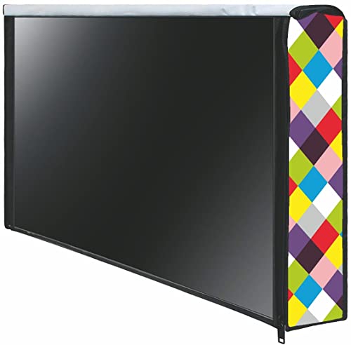 Acoma 43 Inch Smart LED TV Cover PVC Waterproof Printed With Transparent Polythene Layer Compatible for Sony, Mi, Kodak and Samsang Smart LED TV_Led-43-C-Mutli-Strip