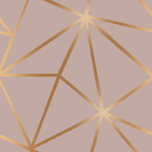 Papel De Parede Adesivo Geométrico Zara Fendi e Rosê Gold