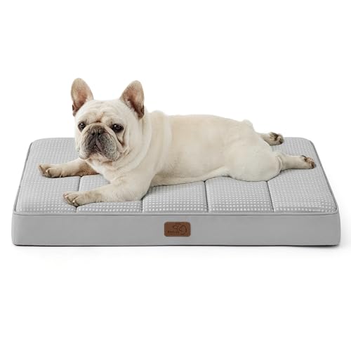 Bedsure Cooling Gel Foam Dog Bed for Large Dogs, Waterproof Orthopedic Egg Foam Dog Bed for Outdoor...
