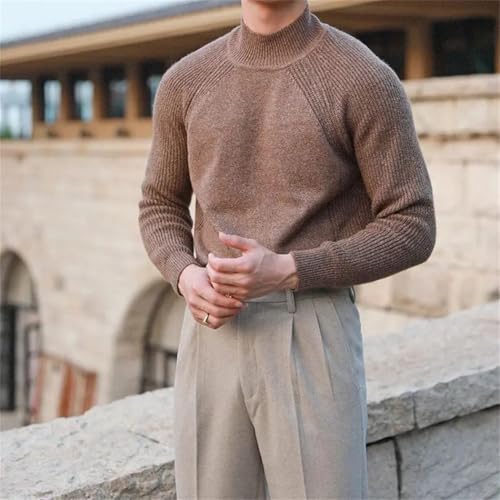 Men’s Solid Color Casual Knit Sweater Loose Fit Lightweight Long SleevePullover Jumper3
